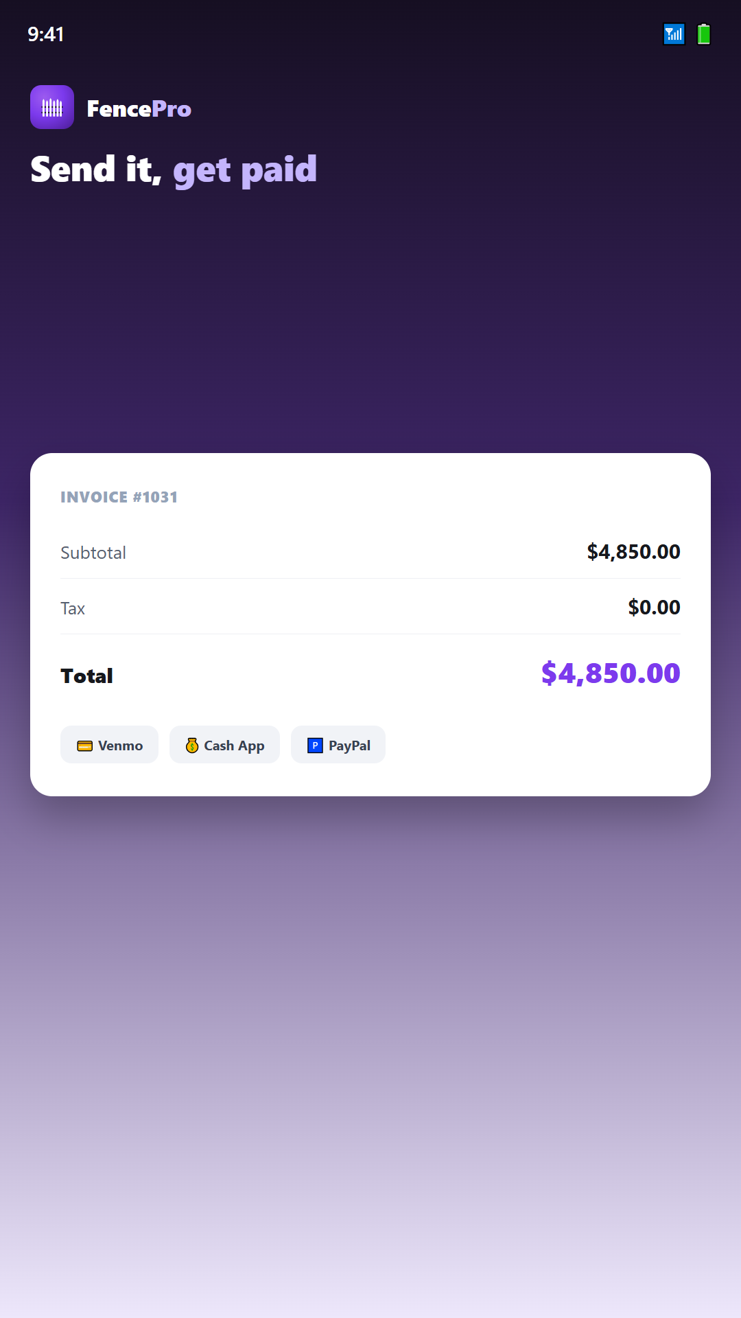 FencePro get paid screenshot